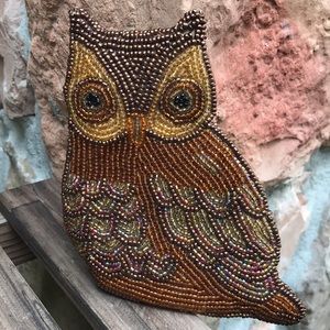 Vintage Beaded Owl Coin Purse Small Bag